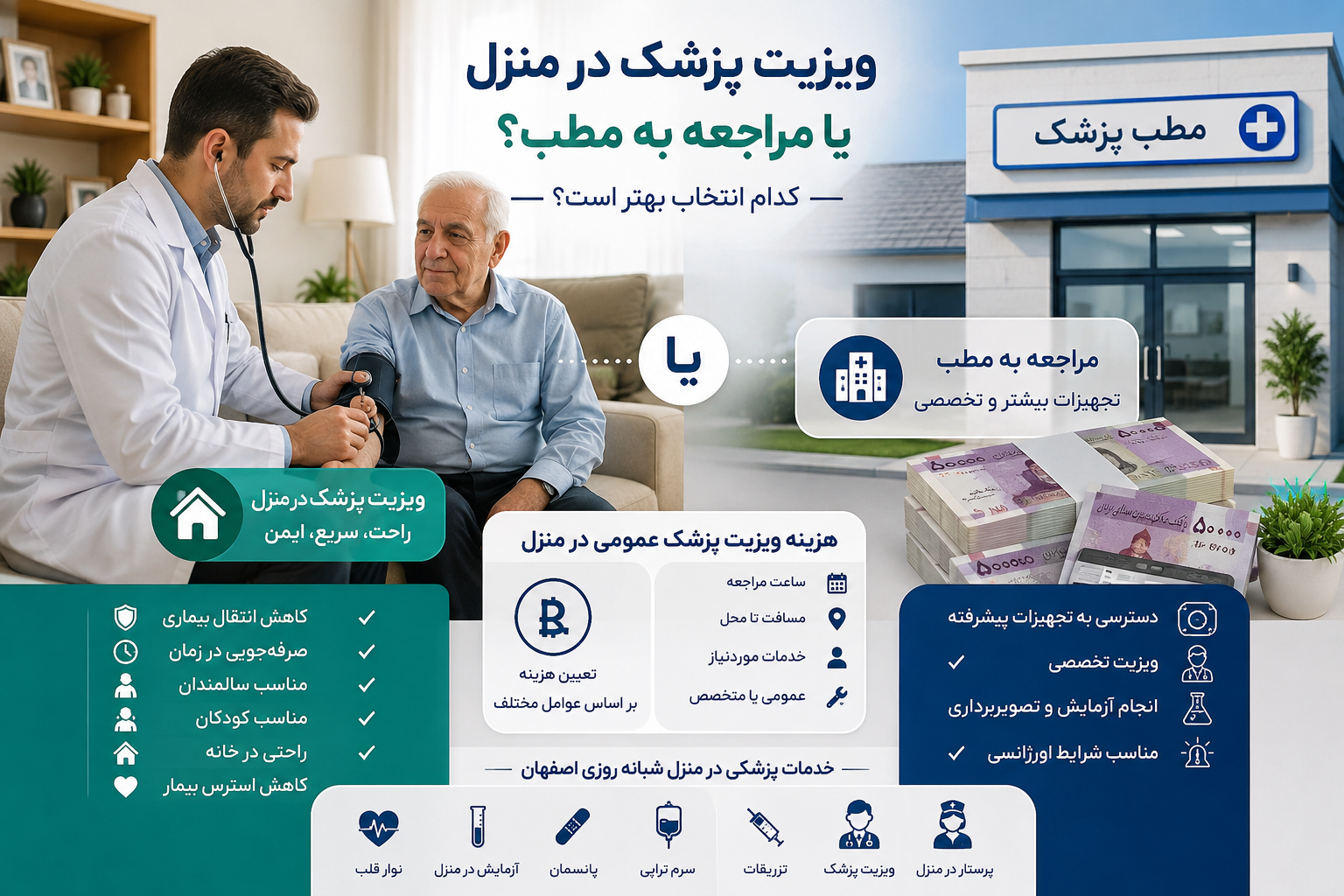 ویزیت پزشک در منزل یا مراجعه به مطب؟ کدام انتخاب برای شما مناسب‌تر است؟